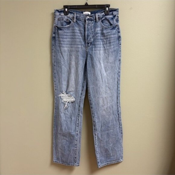 Pistola Womens Cassie Super High Rise Straight Jeans Distressed Size 31 Button - Picture 1 of 13
